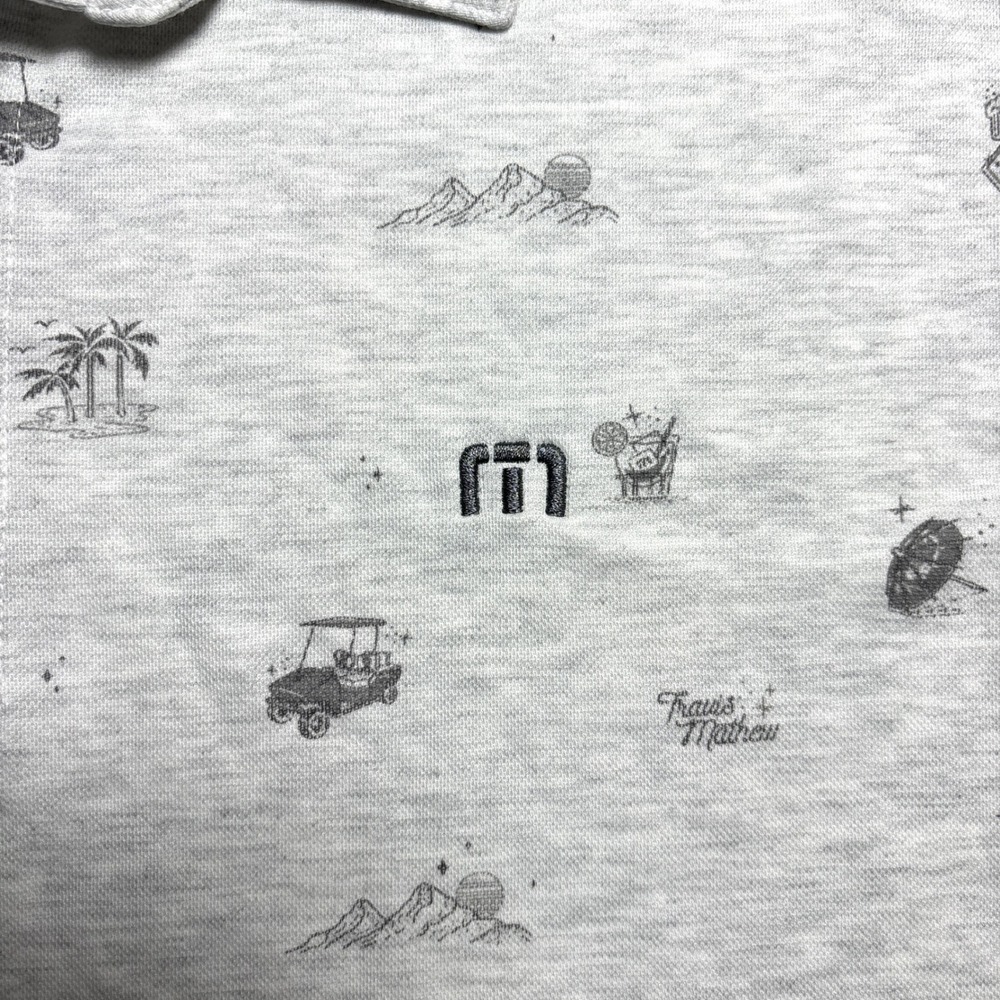 Travis Mathew Golf all over‎ Print Polo Gray  Mens XXL Pima Cotton Blend Shirt - Picture 6 of 8